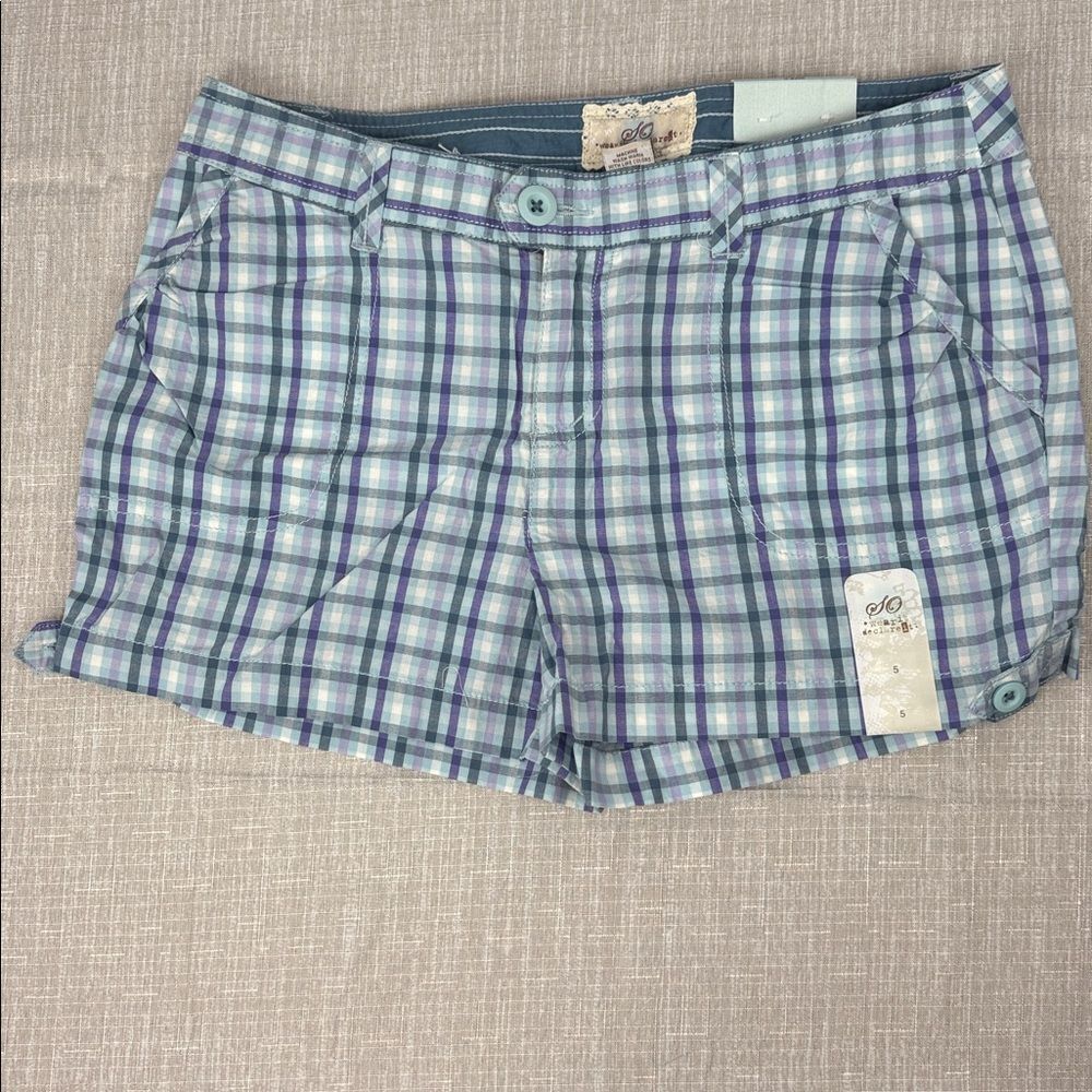 SO Juniors Classic Plaid Cargo Shorts NWT Size 5
